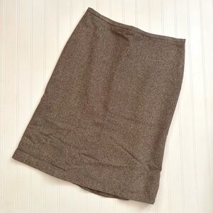 French Connection Brown and Metallic Gold Pencil Skirt, Knee-Length, size 10